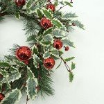 Festive Artificial Christmas Wreath with Holly & Bell