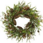 22-Inch Artificial Christmas Wreath with Pinecones