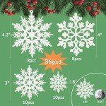36pcs Glitter Snowflake Christmas Tree Ornaments
