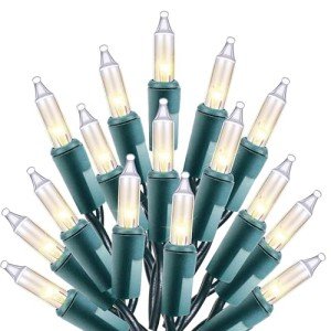 Clear Christmas Lights on Green Wire - 100 Mini