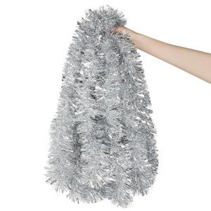 33 Feet Silver Tinsel Garland for Holiday Decor