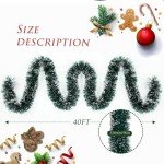 40Ft Green Christmas Tinsel Garland for Holiday Decor