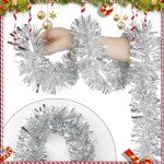 33 Feet Silver Tinsel Garland for Holiday Decor