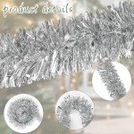 33 Feet Silver Tinsel Garland for Holiday Decor