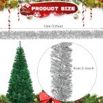 33 Feet Silver Tinsel Garland for Holiday Decor