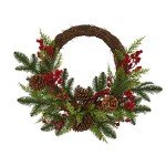 Mixed Cedar Wreath with Berries and Pine Cones