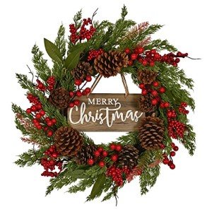 20-Inch Pinecone & Berry Christmas Wreath for Decor