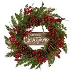 20-Inch Pinecone & Berry Christmas Wreath for Decor