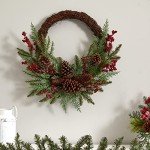 Mixed Cedar Wreath with Berries and Pine Cones