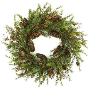 22" Pine Cone Christmas Wreath for Holiday Decor