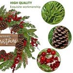 20-Inch Pinecone & Berry Christmas Wreath for Decor