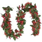 6FT Red Berry Christmas Garland for Holiday Decor