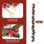 6FT Red Berry Christmas Garland for Holiday Decor