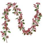 7FT Red Berry Christmas Garland with Pine Cones