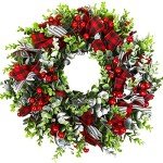 18" Red and Black Plaid Christmas Wreath