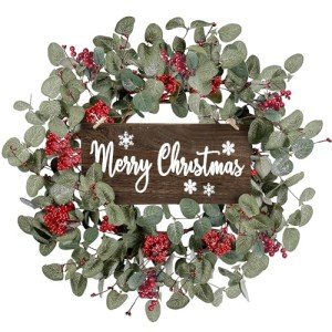 18 Inch Red Berry Eucalyptus Christmas Wreath
