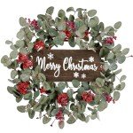 18 Inch Red Berry Eucalyptus Christmas Wreath