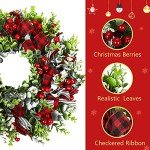 18" Red and Black Plaid Christmas Wreath