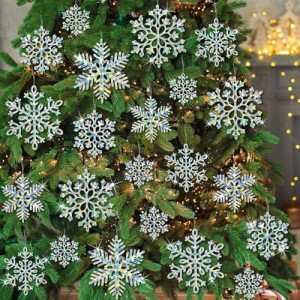 36 Iridescent Snowflake Ornaments for Holiday Decor