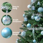 71-Pc Blue and White Shatterproof Christmas Ornaments Set