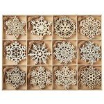 60-Piece Wooden Snowflake Ornaments for Christmas