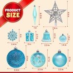 71-Pc Blue and White Shatterproof Christmas Ornaments Set