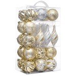 White and Gold Shatterproof Christmas Ornament Set