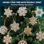 60-Piece Wooden Snowflake Ornaments for Christmas