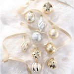 White and Gold Shatterproof Christmas Ornament Set