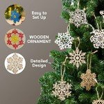 60-Piece Wooden Snowflake Ornaments for Christmas