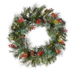 Pre-Lit Crestwood Spruce Christmas Wreath, 24