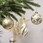 White and Gold Shatterproof Christmas Ornament Set