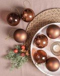 Brown Glass Christmas Ball Ornaments - Set of 9