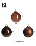 Brown Glass Christmas Ball Ornaments - Set of 9