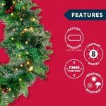 Prelit Christmas Garland with 100 Warm Lights & Berries
