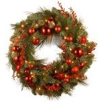 24-Inch Red Christmas Wreath with LED Lights