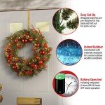 24-Inch Red Christmas Wreath with LED Lights