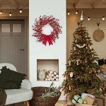 Red Berry Christmas Wreath with Bow – 18 Inch