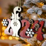 Funny Cat 2024 Wooden Christmas Ornament