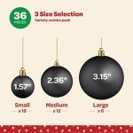 Set of 36 Unbreakable Black Christmas Tree Ornaments