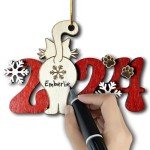Funny Cat 2024 Wooden Christmas Ornament