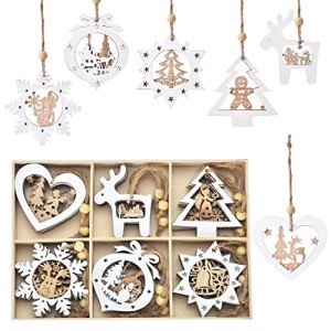 24 Wooden Winter Wonderland Christmas Tree Ornaments