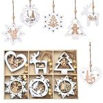 24 Wooden Winter Wonderland Christmas Tree Ornaments