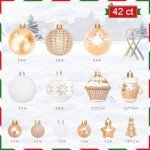 Gold & White Christmas Ball Ornaments, 42 Pcs