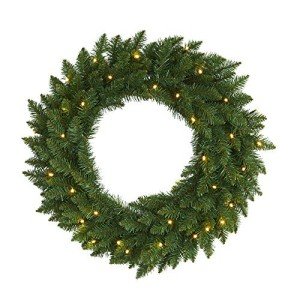 24in Green Pine Christmas Wreath with LED Lights