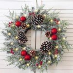 Pre-Lit Christmas Wreath with Lights and Pinecones