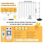 HXWEIYE 300LED Fairy Curtain Lights, 9.8x9.8Ft Warm White USB Plug in 8 Modes Christmas String Hanging Lights with Remote for Bedroom, Indoor, Outdoor, Weddings, Party