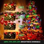 MZD8391 Color Changing Christmas String Lights Outdoor Indoor, 108FT 300 LED Warm White Multicolor Fairy Lights, END to END Connect, Waterproof Christmas Tree Lights Timer Remote