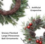 Pre-Lit Christmas Wreath with Lights and Pinecones