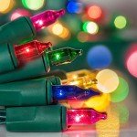 Multi Color Christmas String Lights, 100 Incandescent 20 Feet Green Wire Indoor Outdoor Waterproof Holiday Christmas Tree Lights Set with Static & Flashing Twinkle Function Connectible Plug in